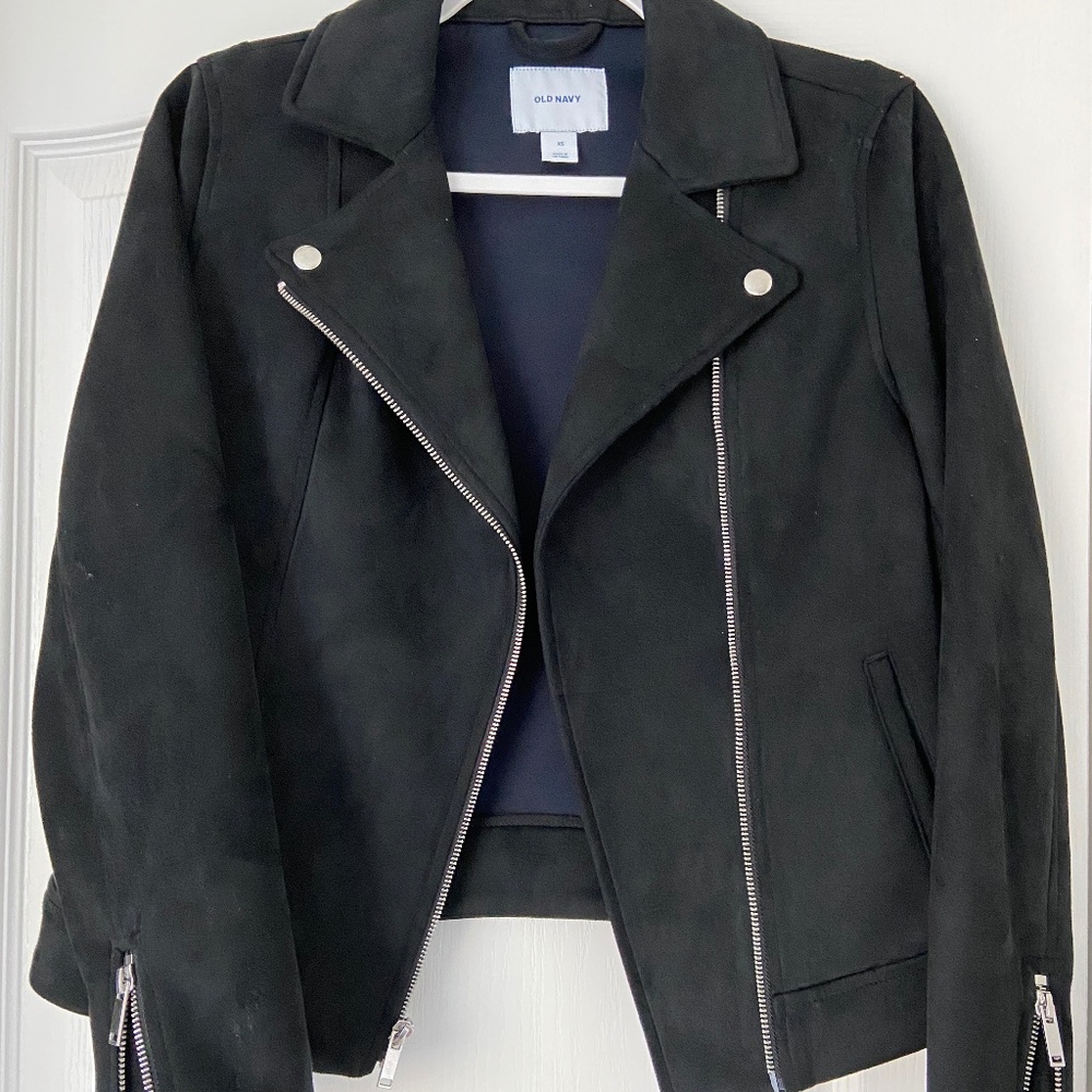 Old Navy faux suede moto jacket black